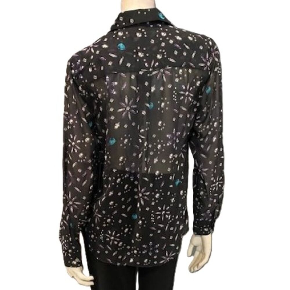 Vince Camuto Jewel Designed Chiffon Long Sleeve Button Down Blouse NWT $79 - Picture 4 of 5